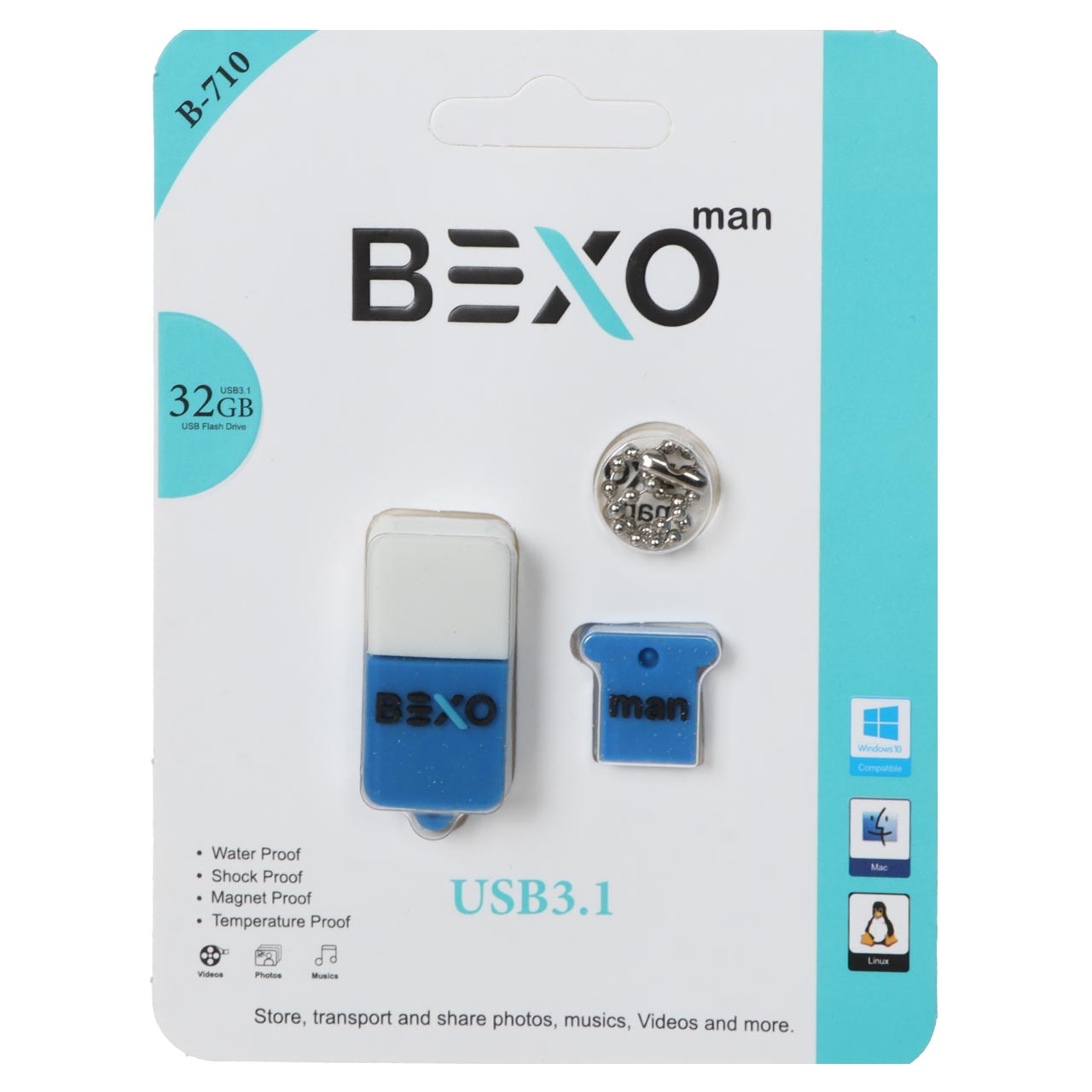 1620262 فلش مموری BEXO USB3.1 مدل B-710 ظرفیت 32GB - آبی کاربنی (گارانتی داده پردازی آواتک) - تصویر 1