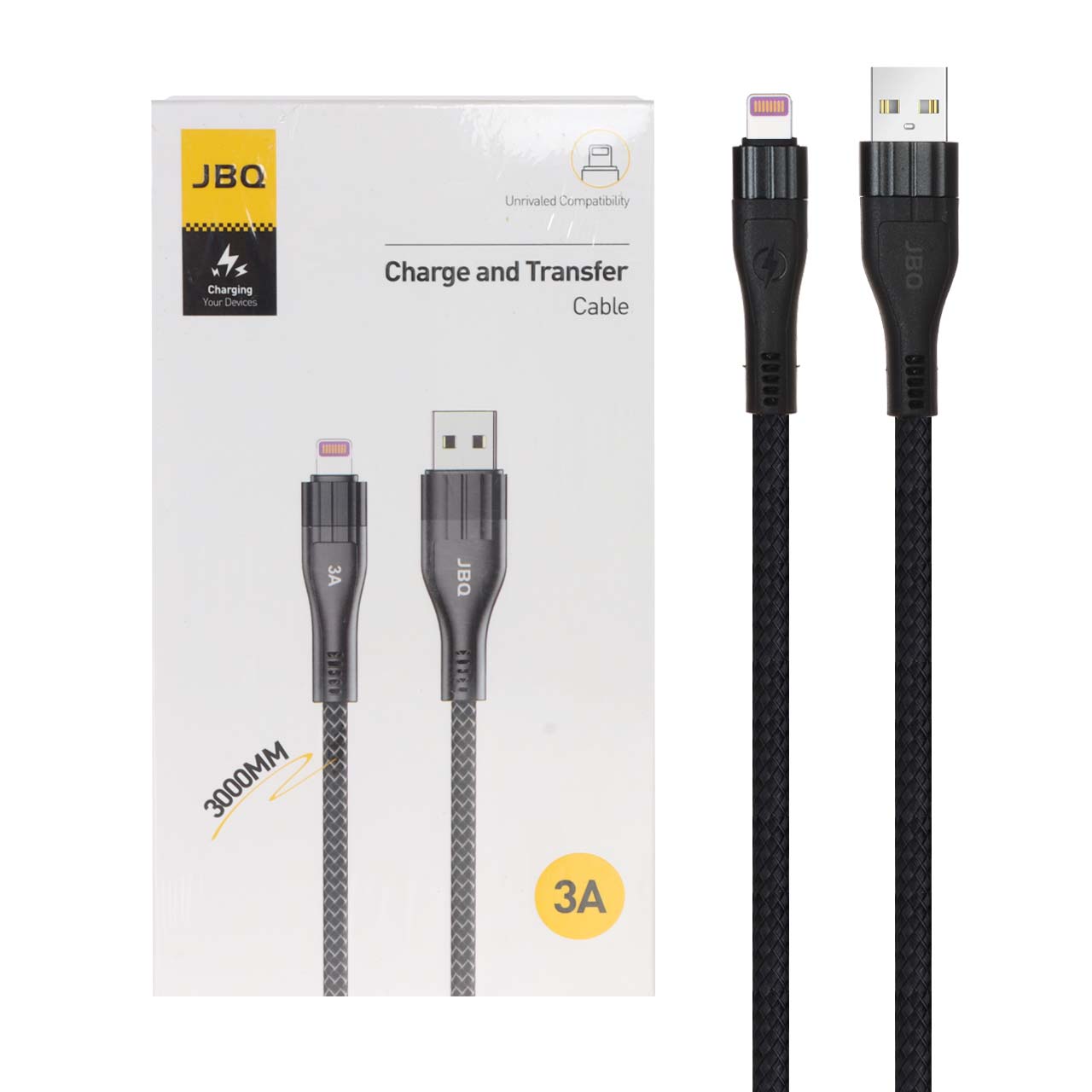 1659696 کابل شارژ 3 متری فست آیفون JBQ مدل CA-3010i - مشکی (گارانتی یکساله رصاصی) - تصویر 1