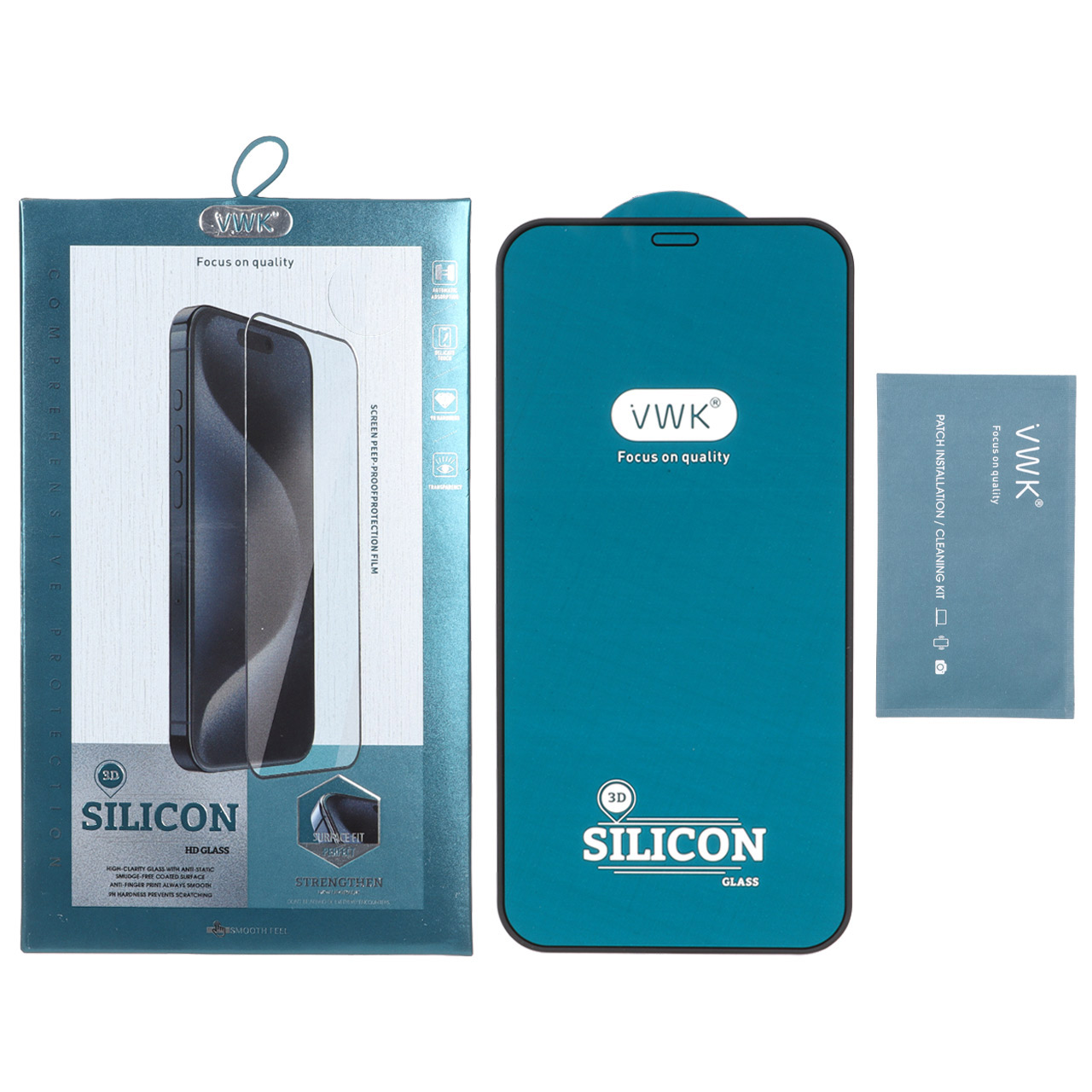 1737402 محافظ صفحه نمایش شیشه ای اورجینال VWK ایربگ سیلیکونی مدل Apple iPhone 12 / iPhone 12 Pro (پک دار) - تصویر 1