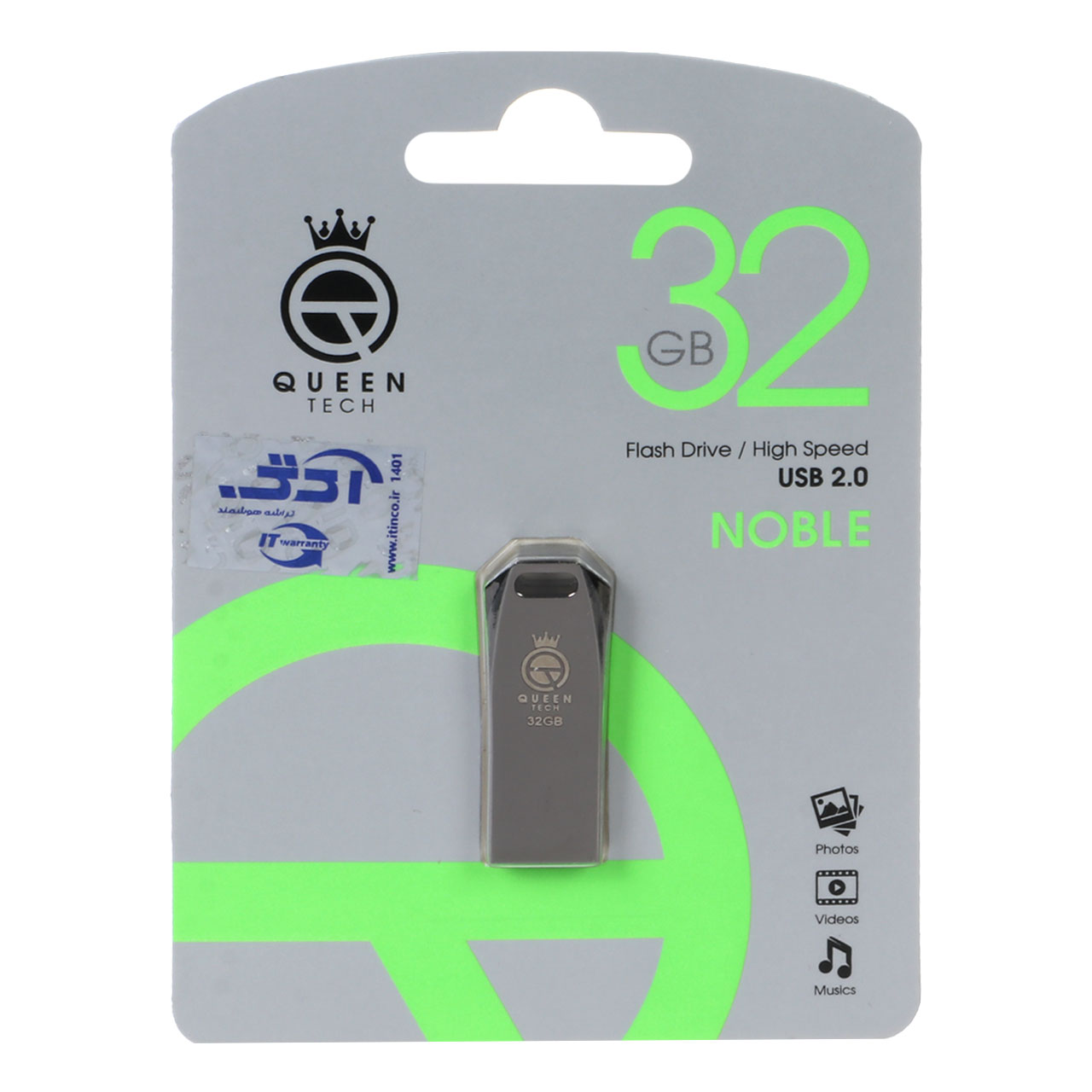 243594 Queen Noble USB2.0 Flash Memory-32GB مشکی (گارانتی مادام العمر شرکت آی تین) - تصویر 1