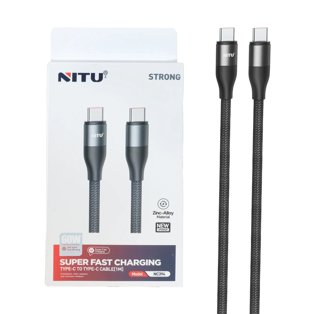 4576478 کابل شارژ فست Nitu Type-C To Type-C مدل NC394 60W - مشکی (گارانتی 12 ماهه تعویض نیکان همراه) - تصویر 1