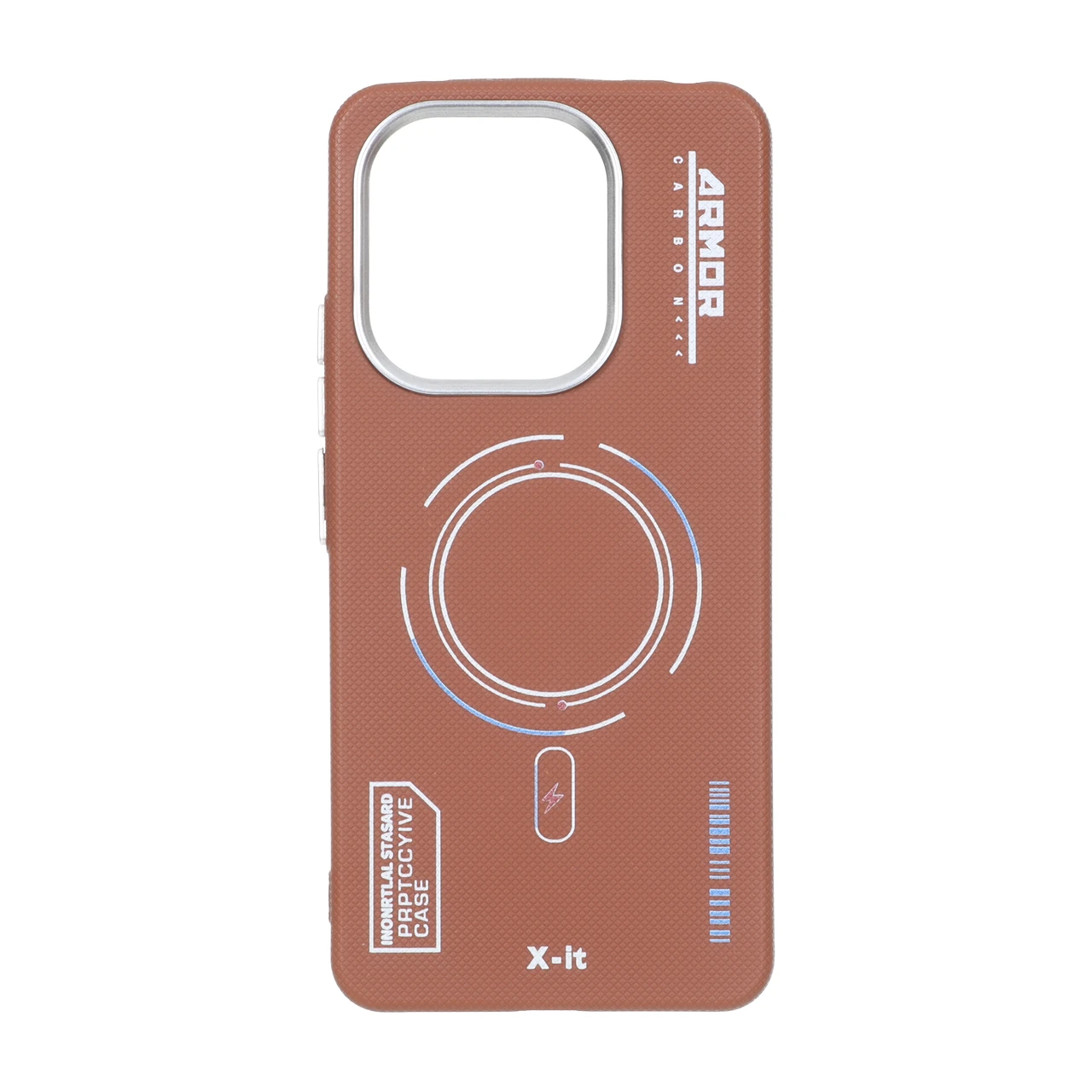 4582330 قاب Armor سوزنی لنز سیلور طرح مگ سیف Xiaomi Redmi Note 14 4G - قهوه ای - تصویر 1