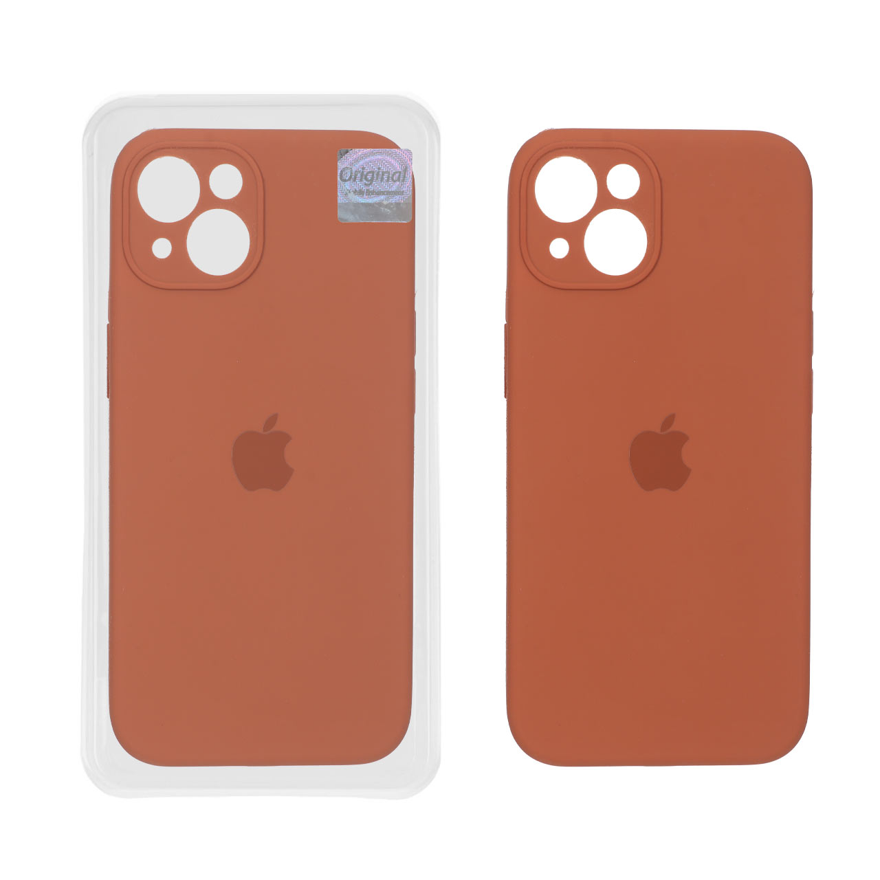 4611330 قاب سیلیکونی پاک کنی اورجینال Master Quality مدل Apple iPhone 13 / iPhone 14 - قهوه ای روشن (پک دار) - تصویر 1