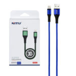 کابل شارژ پاوربانک فست آیفون NITU مدل NC34 - آبی (گارانتی 12 ماه تعویض نیکان همراه)