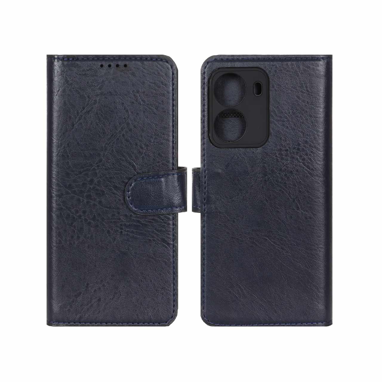 1501150 کیف موبایل چرمی مگنتی محافظ لنزدار Xiaomi Poco X7 Pro - سرمه ای - تصویر 1