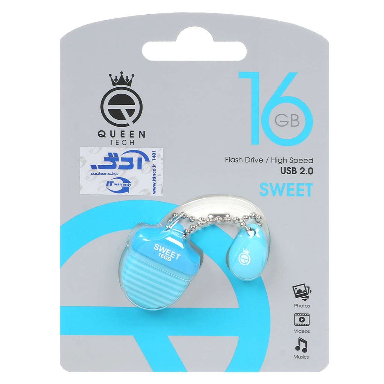 243624 Queen Sweet USB2.0 Flash Memory-16GB آبی (گارانتی مادام العمر شرکت آی تین) - تصویر 1