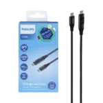 کابل شارژ PD و فست 2 متری Philips Type-C To Type-C مدل DLC4583C 240W - مشکی (گارانتی دوساله سی آوا)