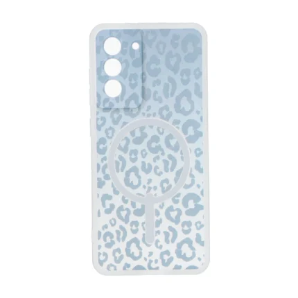 قاب ژله ای پلنگی طرح مگ سیف دور مات محافظ لنزدار Samsung Galaxy S21 FE - خاکستری