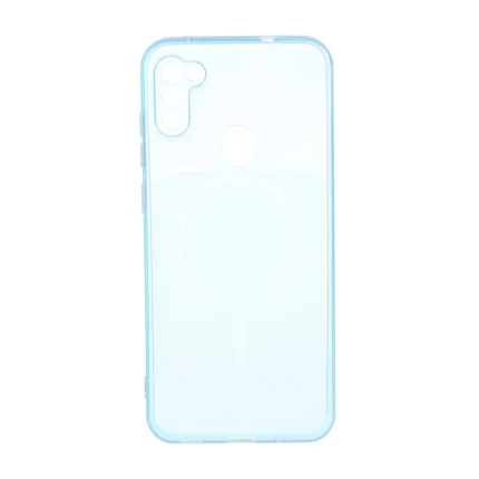 قاب ژله ای شفاف مستطیلی طرح مگ سیف محافظ لنزدار Samsung Galaxy A11 / M11 - آبی