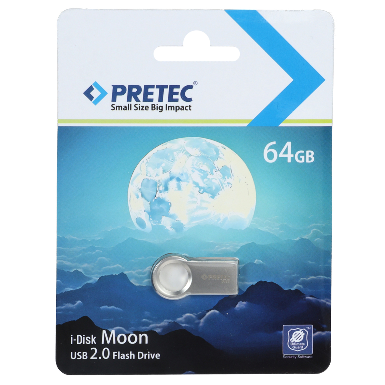 4636358 فلش مموری Pretec USB2.0 مدل Moon ظرفیت 64GB - نقره ای (گارانتی فراگامان) - تصویر 1