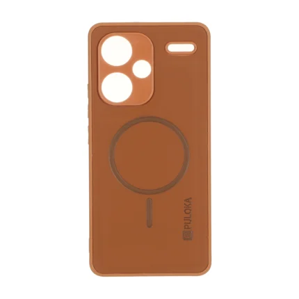 قاب Puloka جیر طرح مگ سیف Slim محافظ لنزدار Xiaomi Redmi Note 13 Pro Plus 5G - قهوه ای روشن