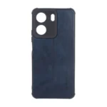 قاب Puloka طرح چرم دوخت دار محافظ لنزدار Xiaomi Redmi 13C / Poco C65 - سرمه ای