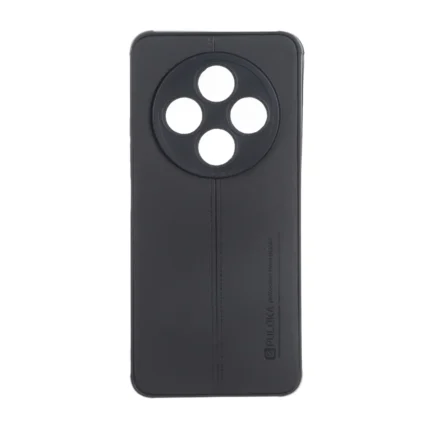 قاب Puloka طرح چرم دوخت دار محافظ لنزدار Xiaomi Redmi 14C / Redmi A3 Pro / Redmi A4 / Poco C75 - مشکی