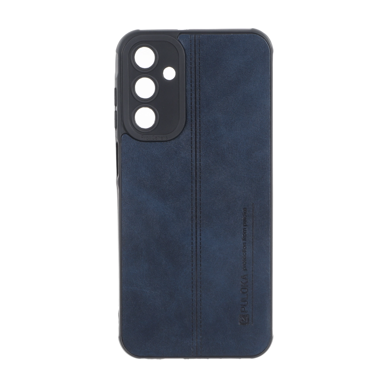 4642798 قاب Puloka طرح چرم دوخت دار محافظ لنزدار Samsung Galaxy A15 - سرمه ای - تصویر 1