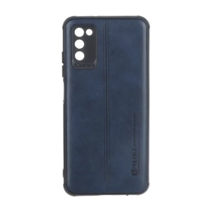 قاب Puloka طرح چرم دوخت دار محافظ لنزدار Samsung Galaxy A03s / A02s - سرمه ای
