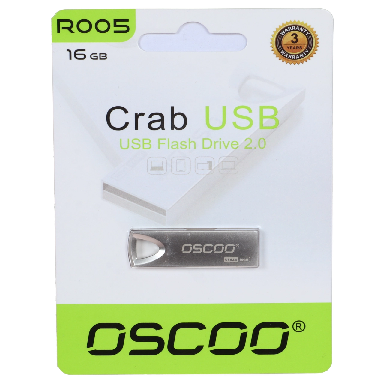 4647082 فلش مموری OSCOO USB2.0 مدل R005 ظرفیت 16 گیگابایت - نقره ای (گارانتی سورین) - تصویر 1
