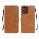 کیف چرمی موبایل مگنتی محافظ لنزدار Xiaomi Redmi 12 / Poco M6 Pro 5G - عسلی