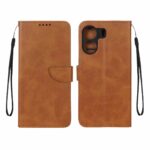 کیف چرمی موبایل مگنتی محافظ لنزدار Xiaomi Redmi 13C / Poco C65 - عسلی