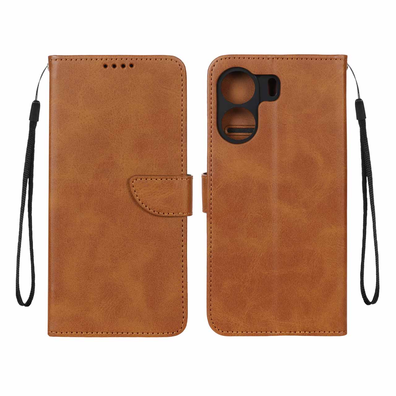 1099278 کیف چرمی موبایل مگنتی محافظ لنزدار Xiaomi Redmi 13C / Poco C65 - عسلی - تصویر 1
