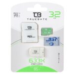 سفید (گارانتی مادام‌العمر شرکت آی تین) TRUEBYTE microSDXC & adapter U3 Class 10 633X -95MB/s - 32GB
