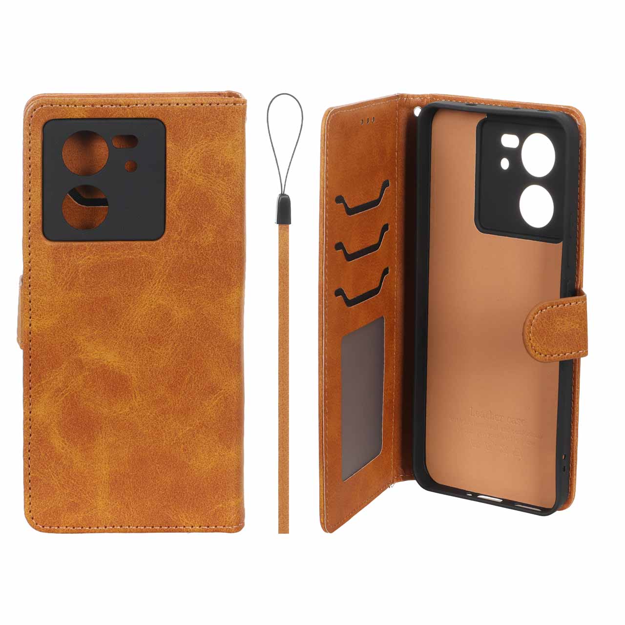 1585168 کیف موبایل مگنتی درجه یک داخل خز MNC Plus مدل Xiaomi Mi 13T / Mi 13T Pro - عسلی - تصویر 1