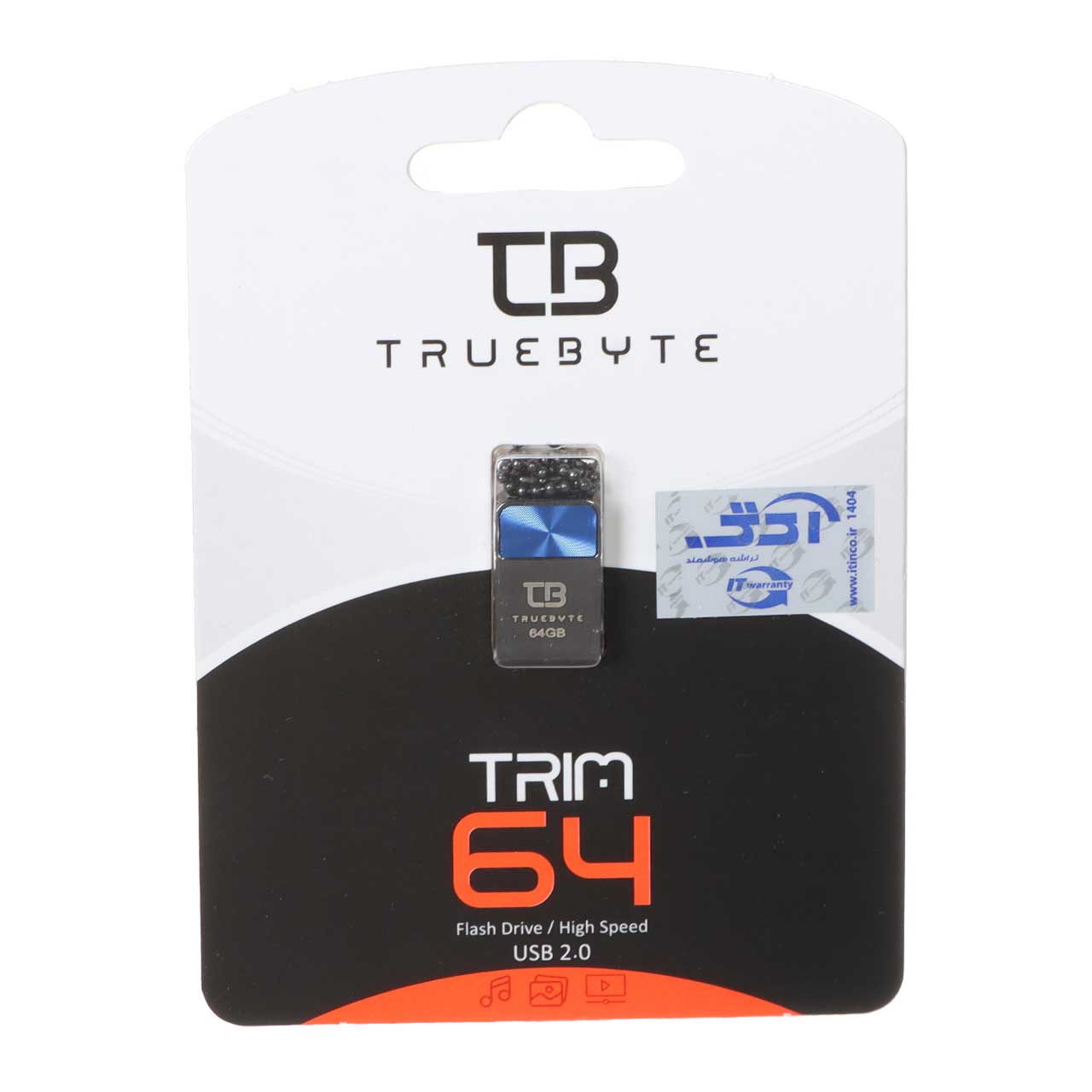 1586884 TRUEBYTE TRIM USB2.0 Flash Memory - 64GB مشکی آبی (گارانتی مادام العمر شرکت آی تین) - تصویر 1