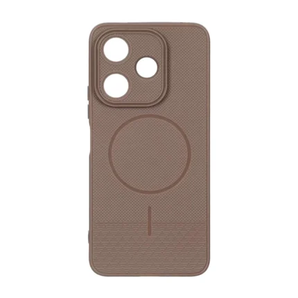 قاب شطرنجی طرح مگ سیف محافظ لنزدار Xiaomi Redmi 13X / Redmi 13 4G / Poco M6 4G - قهوه ای