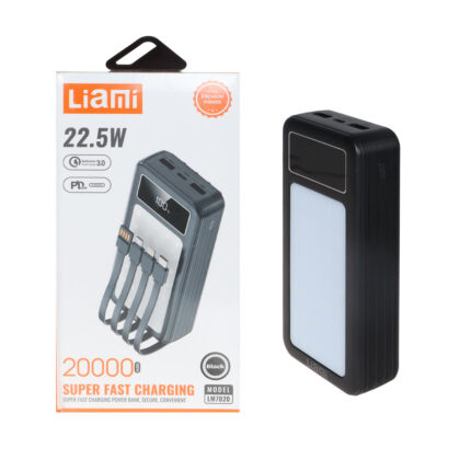 پاوربانک PD و فست شارژ Liami 22.5W 20000Ah مدل LM7020 - مشکی (گارانتی شش ماهه شرکتی)