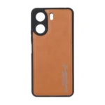 قاب طرح چرم AMG محافظ لنزدار Xiaomi Redmi 13C / Poco C65 - عسلی