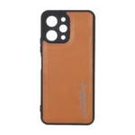 قاب طرح چرم AMG محافظ لنزدار Xiaomi Redmi 12 / Poco M6 Pro 5G - عسلی