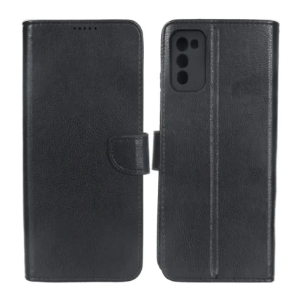 کیف چرمی موبایل مگنتی محافظ لنزدار KRF مدل Samsung Galaxy A03s / A02s - مشکی