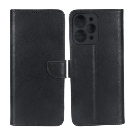 کیف چرمی موبایل مگنتی محافظ لنزدار KRF مدل Xiaomi Redmi 12 / Poco M6 Pro 5G - مشکی
