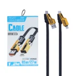 کابل شارژ فست چندکاره Flat Wire 65W - مشکی - RYL