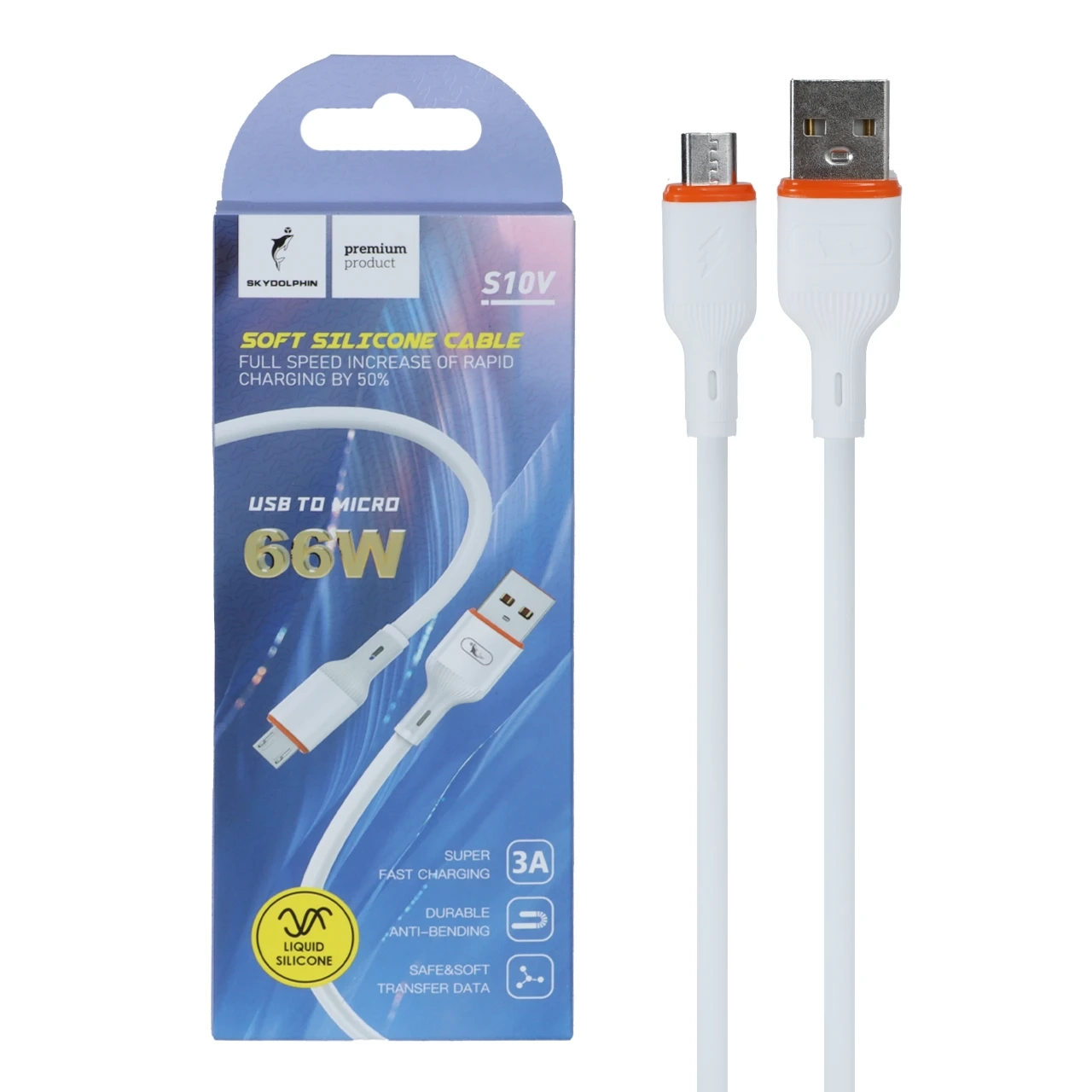 4652632 کابل شارژ فست اندروید Sky Dolphin مدل S10V - سفید - TCO - تصویر 1