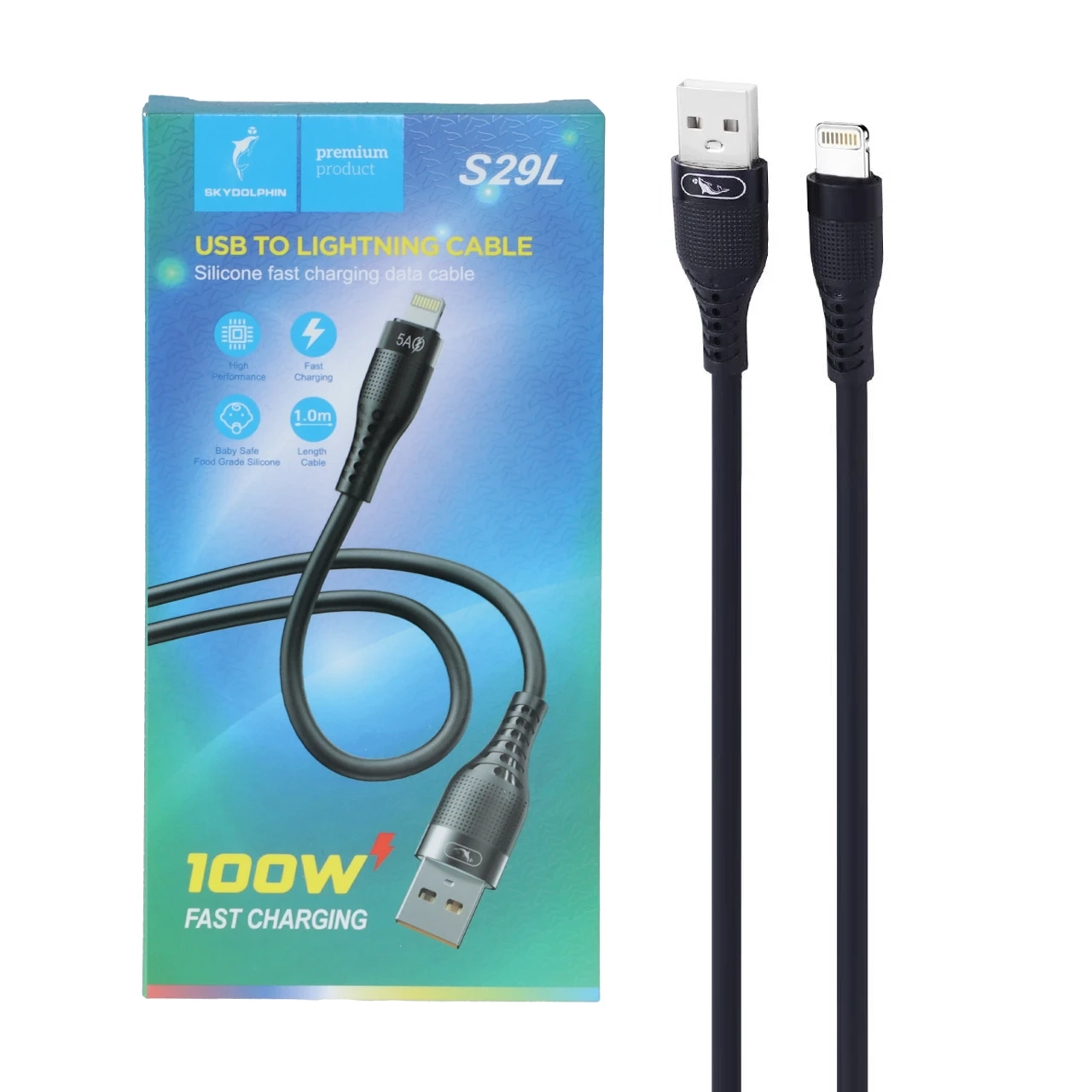 4652694 کابل شارژ فست آیفون Sky Dolphin مدل S29L - مشکی - TCO - تصویر 1