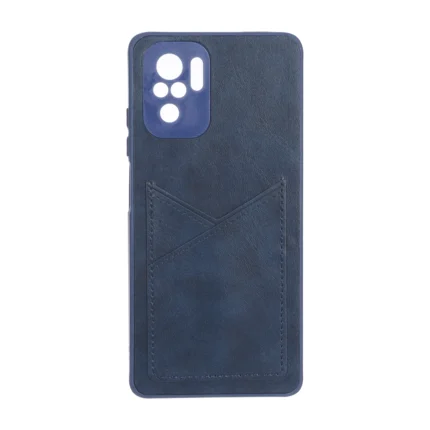 قاب طرح چرم جاکارتی محافظ لنزدار Xiaomi Redmi Note 10 4G / Redmi Note 10S / Poco M5S - سرمه ای