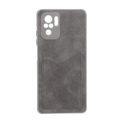 قاب طرح چرم جاکارتی محافظ لنزدار Xiaomi Redmi Note 10 4G / Redmi Note 10S / Poco M5S - خاکستری