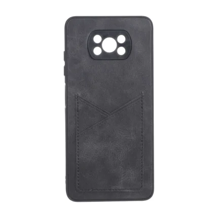 قاب طرح چرم جاکارتی محافظ لنزدار Xiaomi Poco X3 / Poco X3 Pro / Poco X3 NFC - مشکی