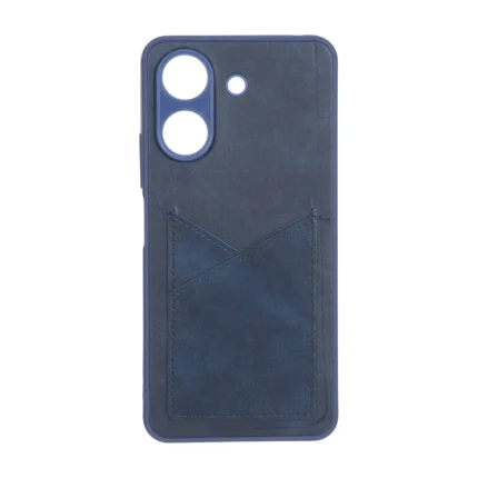 قاب طرح چرم جاکارتی محافظ لنزدار Xiaomi Redmi 13C / Poco C65 - سرمه ای
