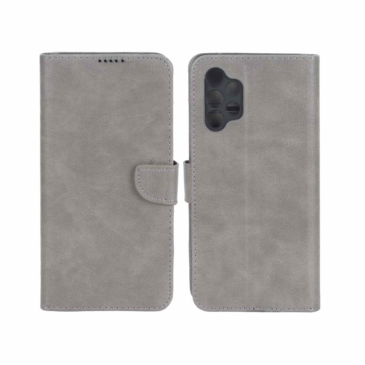 4653922 کیف چرمی موبایل مگنتی محافظ لنزدار KRF مدل Samsung Galaxy A73 - طوسی - تصویر 1