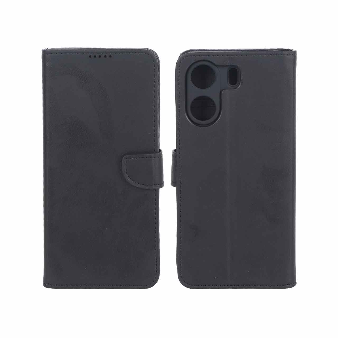 4654018 کیف چرمی موبایل مگنتی محافظ لنزدار KRF مدل Xiaomi Redmi 13C / Poco C65 - مشکی - تصویر 1