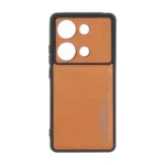 قاب طرح چرم AMG محافظ لنزدار Xiaomi Redmi Note 14S / Note 13 Pro 4G / Poco M6 Pro 4G - عسلی