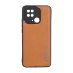 قاب طرح چرم AMG محافظ لنزدار Xiaomi Redmi 10C / Redmi 10 Power / Poco C40 - عسلی