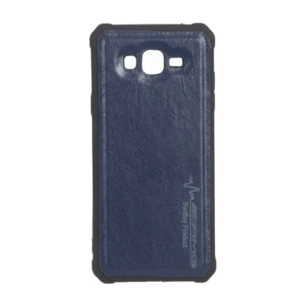 قاب طرح چرم AMG محافظ لنزدار Samsung Galaxy J7 (2015) / J700 - سرمه ای