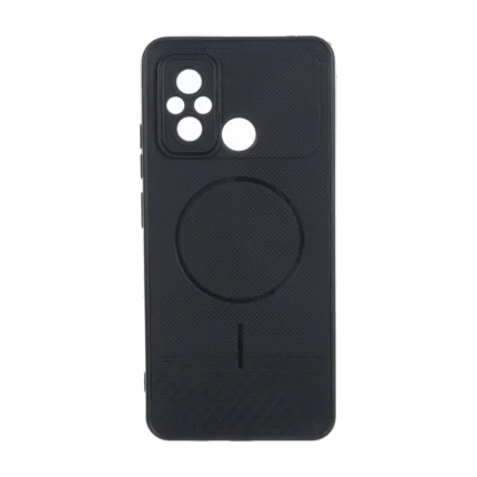 قاب شطرنجی طرح مگ سیف محافظ لنزدار Xiaomi Redmi 12C / Redmi 11A / Poco C55 - مشکی