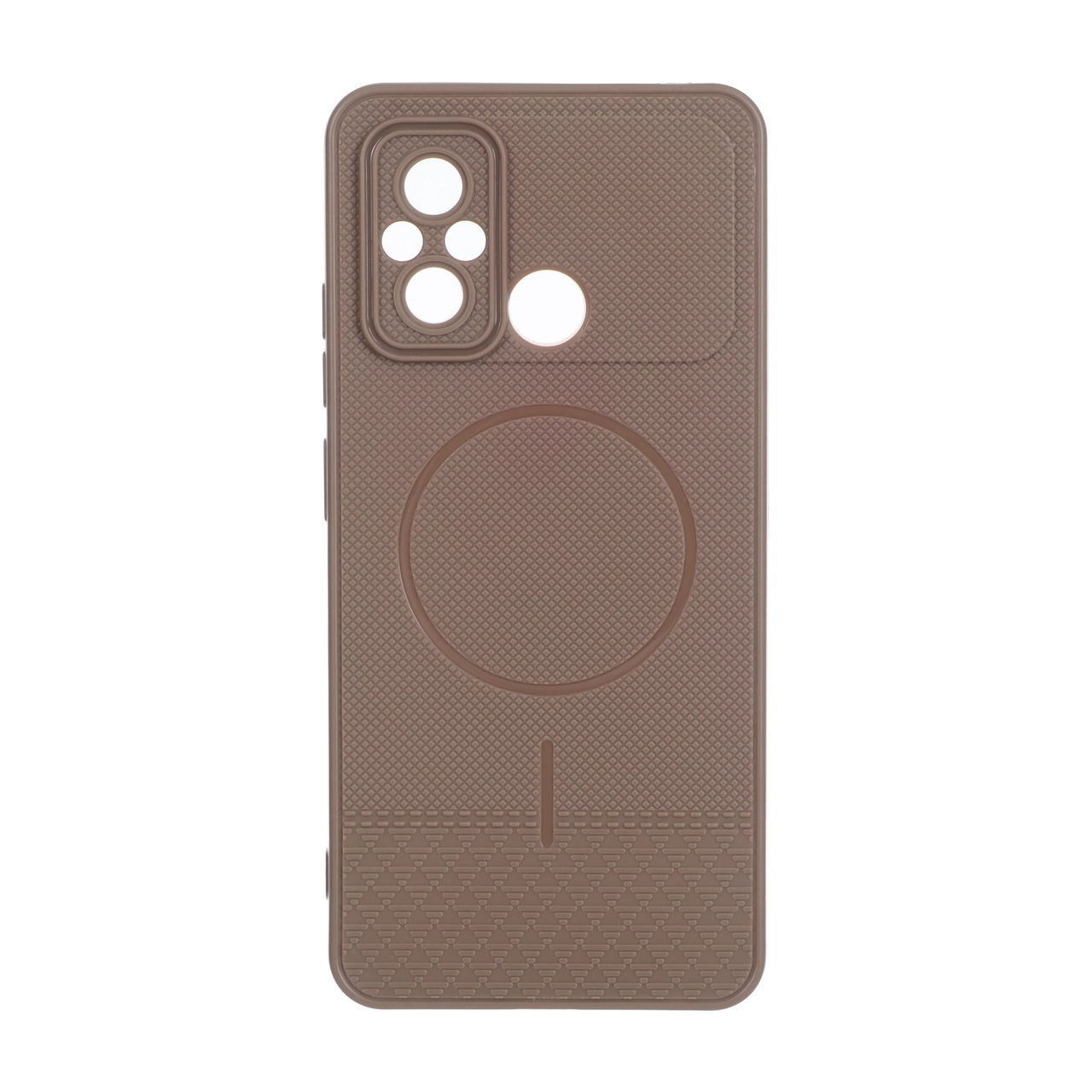 4656898 قاب شطرنجی طرح مگ سیف محافظ لنزدار Xiaomi Redmi 12C / Redmi 11A / Poco C55 - قهوه ای - تصویر 1