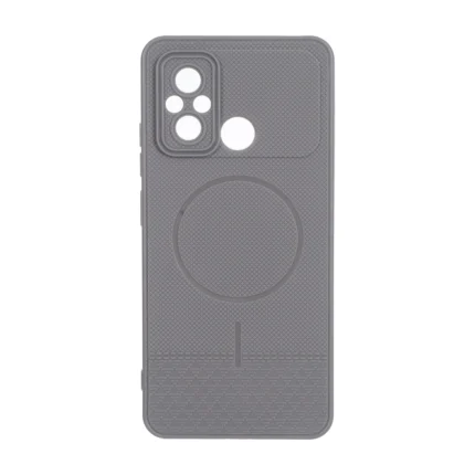 قاب شطرنجی طرح مگ سیف محافظ لنزدار Xiaomi Redmi 12C / Redmi 11A / Poco C55 - خاکستری
