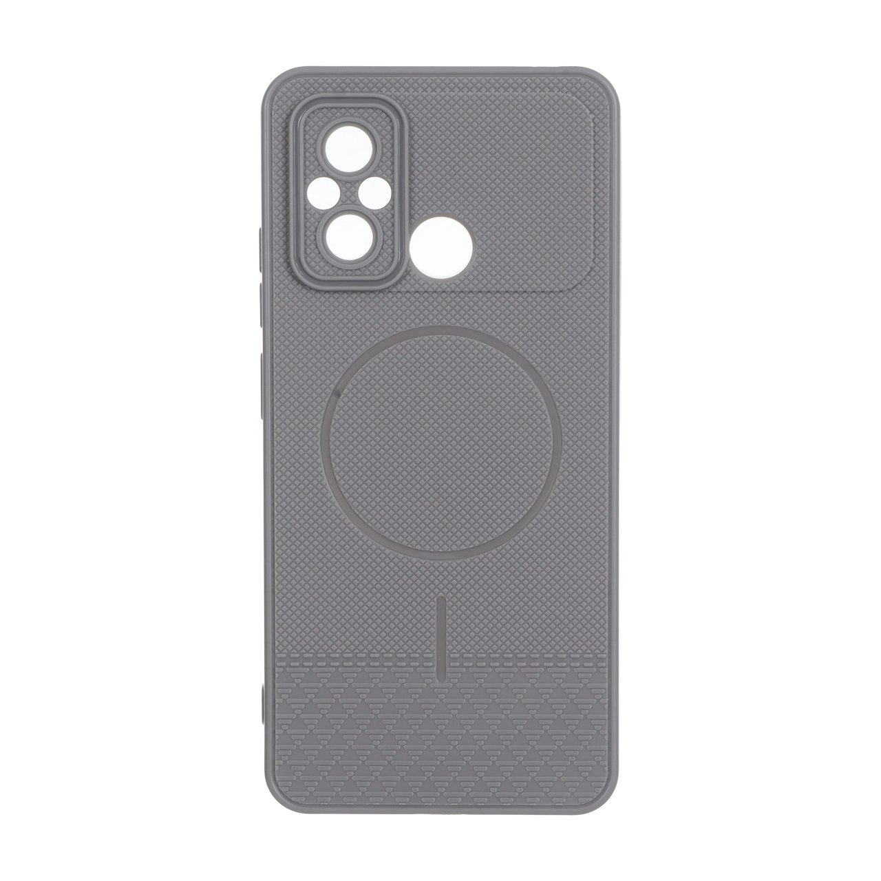 4656900 قاب شطرنجی طرح مگ سیف محافظ لنزدار Xiaomi Redmi 12C / Redmi 11A / Poco C55 - خاکستری - تصویر 1