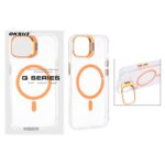 قاب اورجینال Q Series Bracket کریستالی Magsafe لنز استندشو Apple iPhone 13 / iPhone 14 - نارنجی (پک دار)