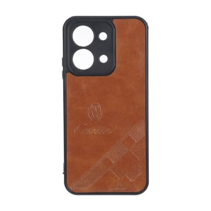 قاب طرح چرم Cartier محافظ لنزدار نسخه گلوبال Xiaomi Redmi 15C / Poco C85 - قهوه ای